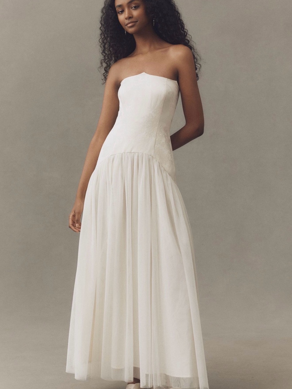 Hutch Twofer Tulle Drop Waist Strapless Dress